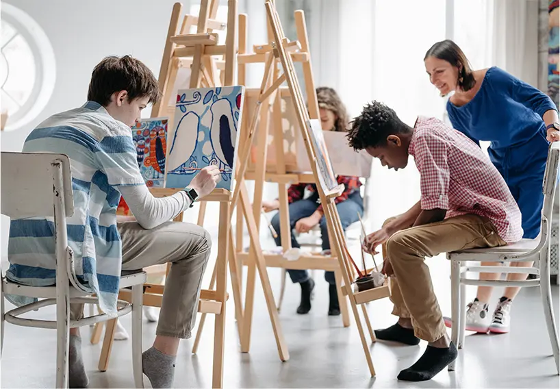 Children taking art class