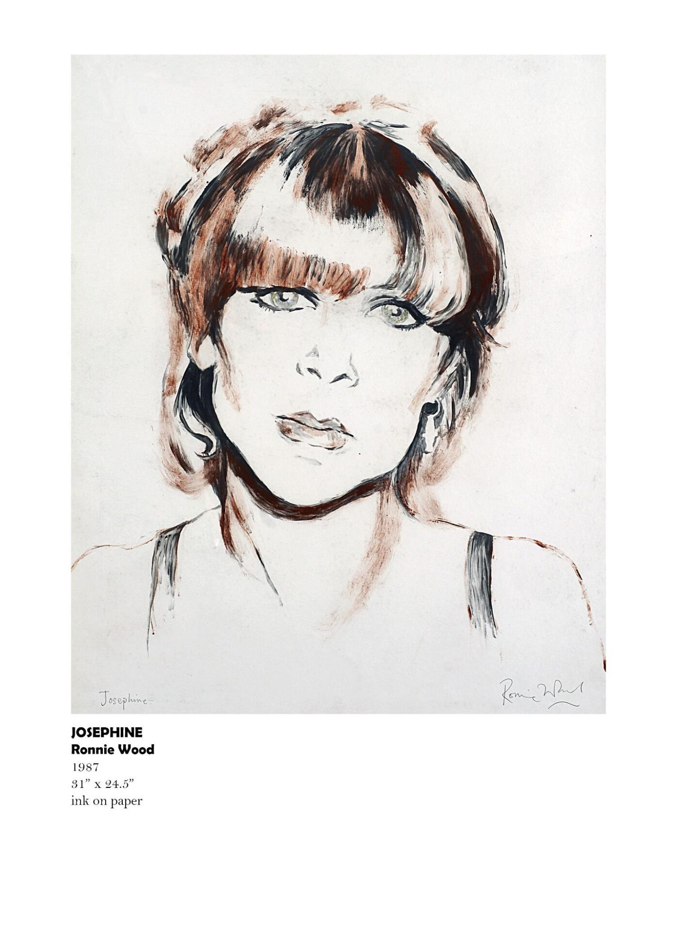 Portrait drawing of a woman with bangs.