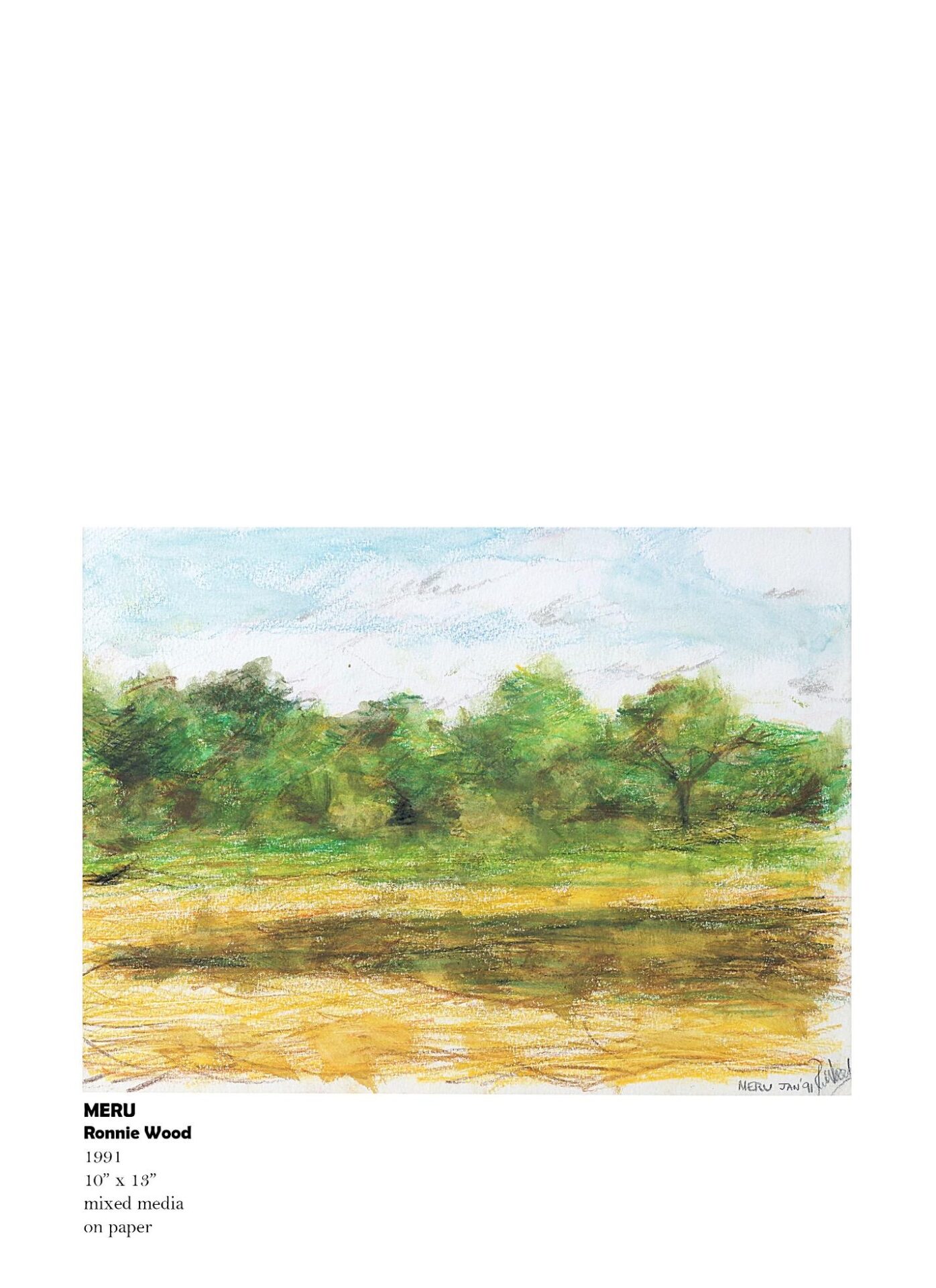 Landscape painting with trees and sky.