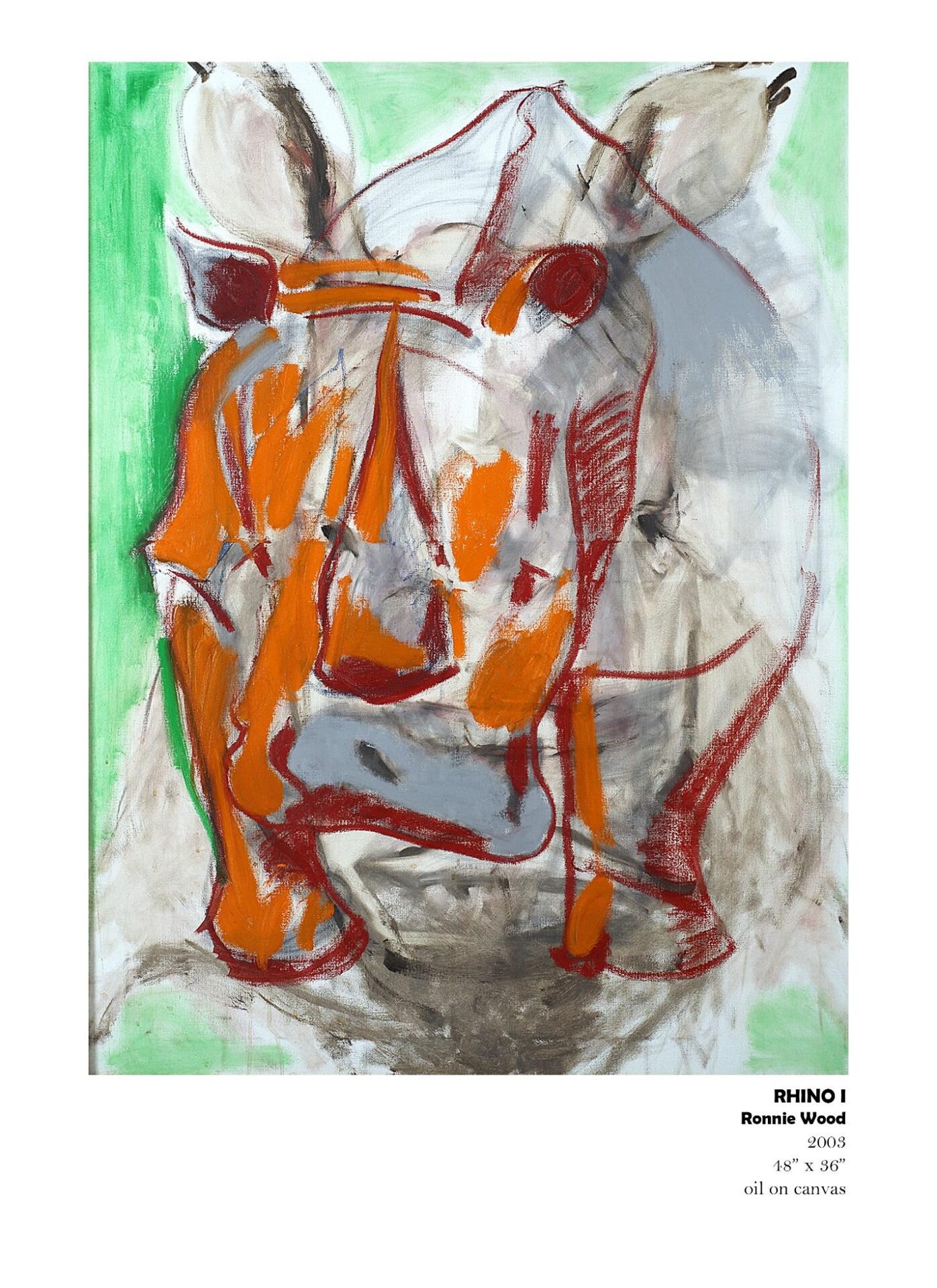 Abstract rhino painting with vibrant colors.